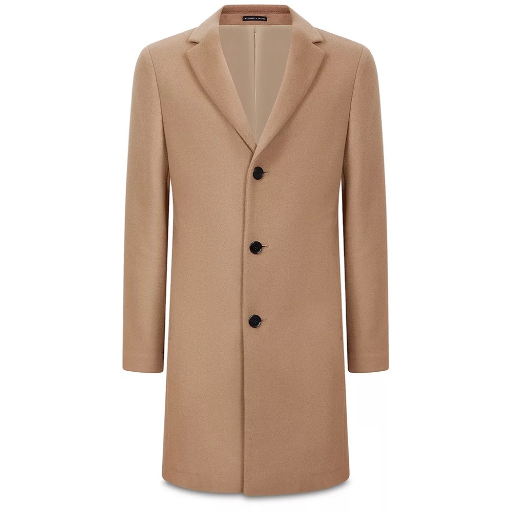 REISS GABLE SINGLE BREASTED WOOL OVERCOAT